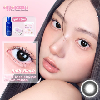 Lens Đen Silicone Hydrogel - Eyesme Dolly Black - Lens đen giãn tròng hack mắt to tròn búp bê