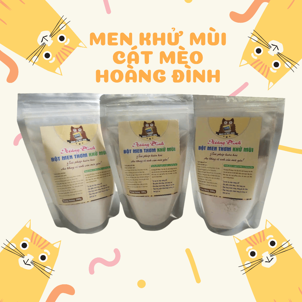 Bột Men Thơm Khử Mùi & Tăng Độ Vón Cục Cát Mèo - Gói 500g