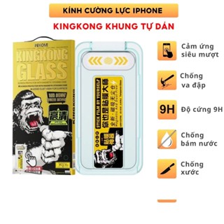 Kính cường lực kingkong kèm khung tự dán và lấy bụi thiết kế chống bụi màng loa chống vân tay cho điện thoại