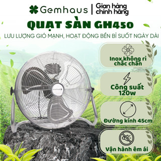 Quạt sàn Gemhaus GH450 công suất lớn 120W, quạt công nghiệp chân quỳ mạnh mẽ với 3 tốc độ