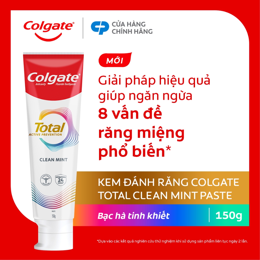 [HB Gift] Kem đánh răng Colgate Total sạch sâu bảo vệ, ngăn ngừa 8 vấn đề răng miệng 150g/ tuýp