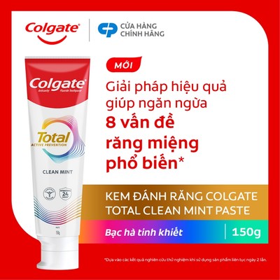[HB Gift] Kem đánh răng Colgate Total sạch sâu bảo vệ, ngăn ngừa 8 vấn đề răng miệng 150g/ tuýp