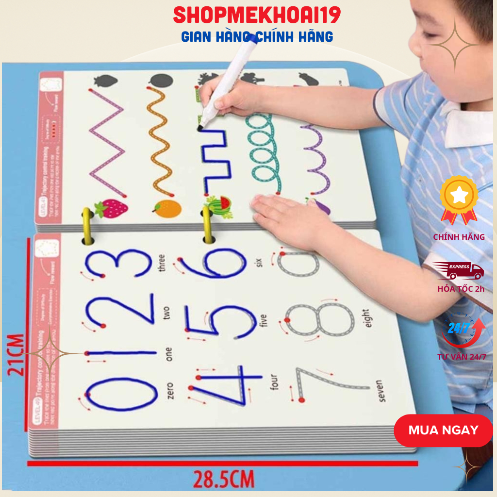 Sách tập viết tập tô vẽ thông minh xóa được 64 trang khổ rộng cho bé rèn luyện phát triển trí tuệ