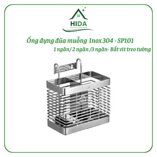 Ống đựng đũa muỗng Inox 304 PHÁT ĐẠT (1/2/3 ngăn), giá để đũa, ống đũa vuông inox (SP101)