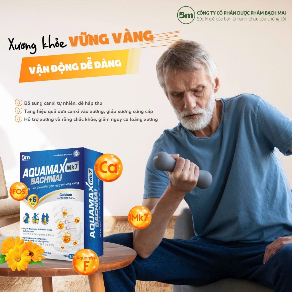 Bổ Sung Canxi Aquamax Mk7 BachMai, Hỗ Trợ Giảm Loãng Xương, Duy Trì Xương Và Răng Chắc Khỏe