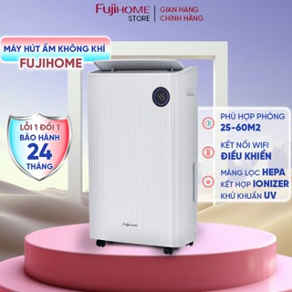 Máy hút ẩm kèm lọc không khí HEPA Fujihome, kết nối WiFi, công suất hút ẩm 14- 25L/24h phòng khách phòng ngủ