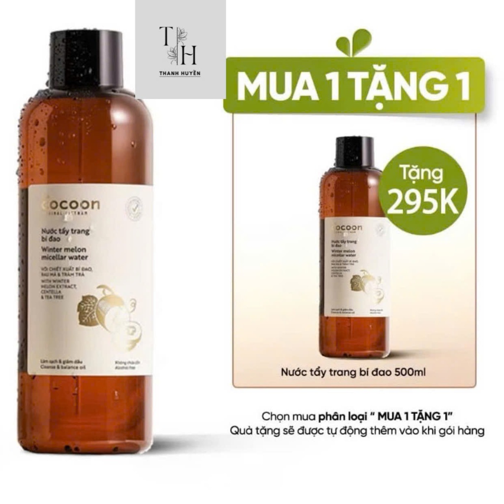 Nước tẩy trang bí đao The Cocoon Vietnam 500ml thuần chay cho da dầu mụn
