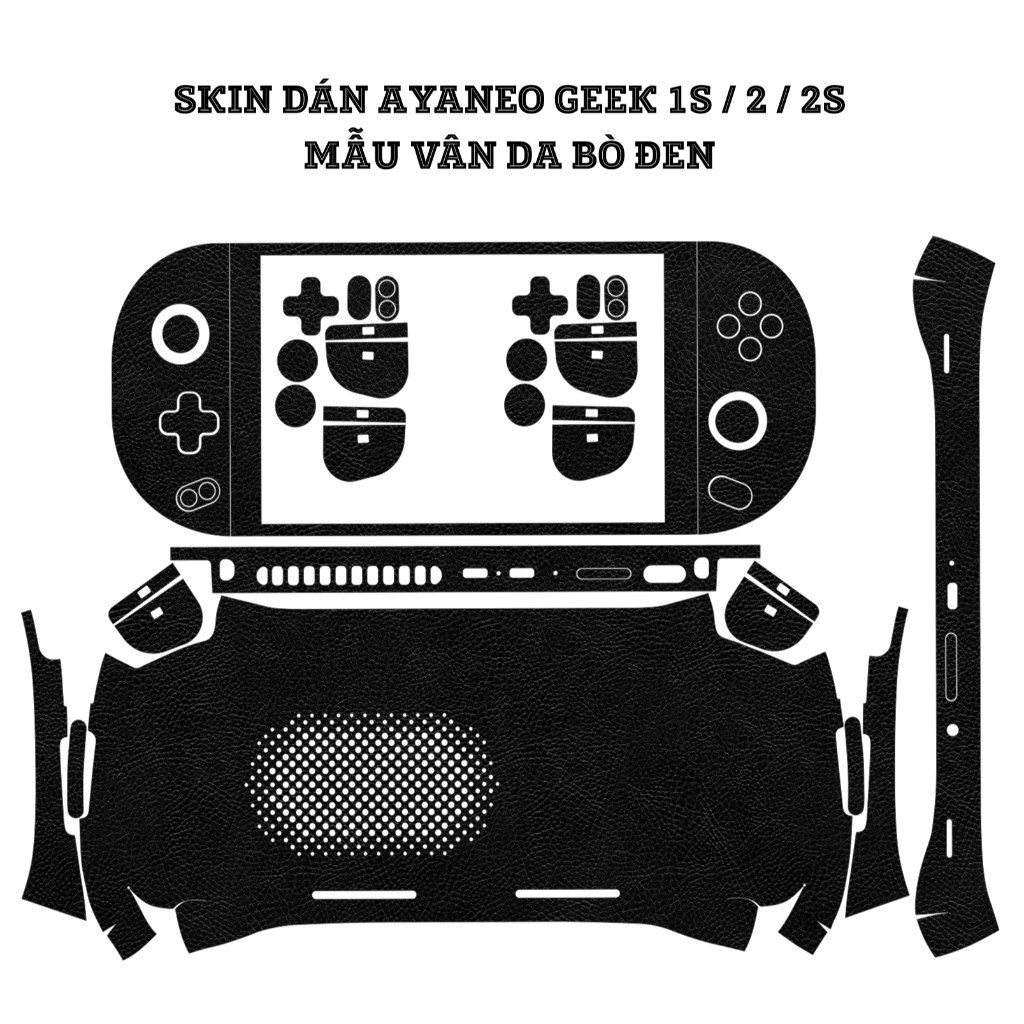 Skin dán AYANEO 2, 2s, Geek 1s,... mẫu vân da bò đen | Film 3M | Custom theo yêu cầu