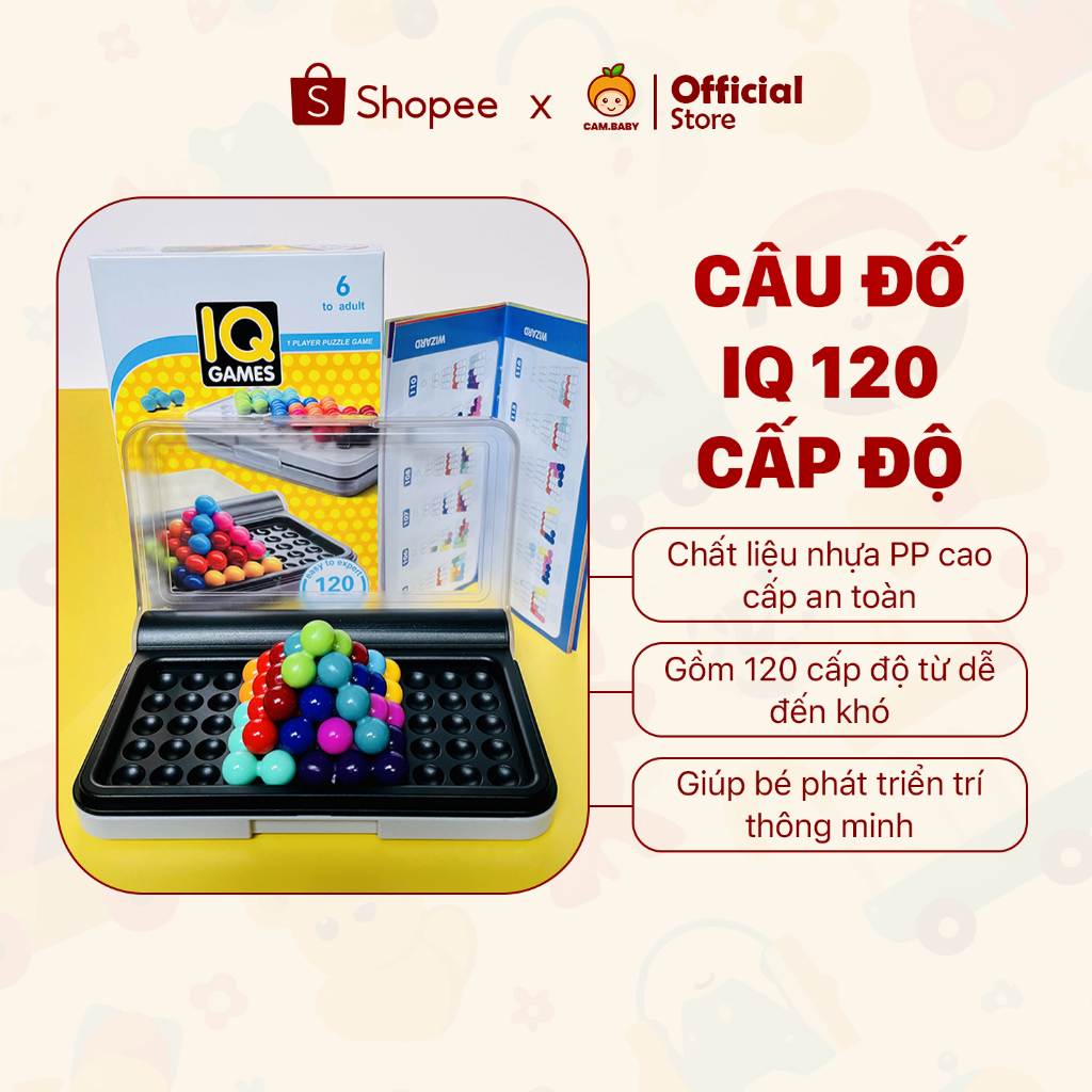 Bộ Đồ Chơi Thách Thức IQ 120 Cấp Độ Cam.Baby - Giúp Bé Kiểm Tra IQ & Phát Triển Trí Thông Minh và Tư