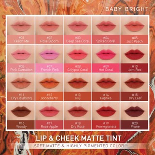 Son Kem Lì Baby Bright Lip&Cheek Thái Lan Màu Mịn Bám Tốt Cho Má Môi 2.4g