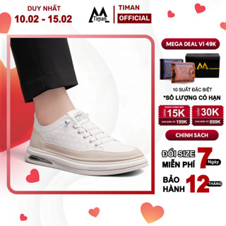 Giày thể thao nam sneaker cổ thấp chất liệu da màu trắng đế cao cấp đẹp bảo hành 1 năm RK06 TIMAN