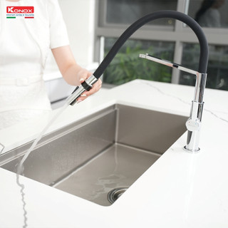 Vòi rửa bát thân mềm Konox Tema hợp kim đồng mạ PVD 3 màu - Bảo hành 5 năm