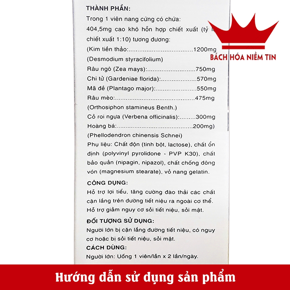 Viên uống Kim Tiền Thảo TDH - Hỗ trợ phòng ngừa sỏi thận thành phần thảo dược an toàn hiệu quả - hộp 30 viên