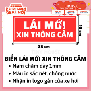 [Đỏ/Xanh] BIỂN LÁI MỚI XIN THÔNG CẢM NAM CHÂM - NAM CHÂM DÀY 1MM- 25X10 CM - 20X8 CM