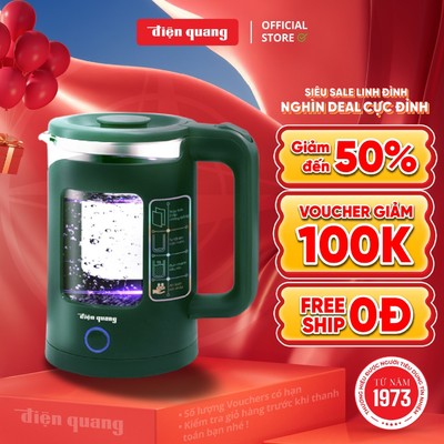Ấm đun nước siêu tốc Điện Quang ĐQ EKT16 1515 MG ( 1500W, 1.5L, inox 201, thủy tinh cách nhiệt, màu xanh rêu)