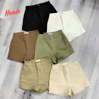 Quần short jeans ôm ,quần đùi HENIE from ôm vải mềm co giãn lưng cao tôn dáng basic dễ phối đồ