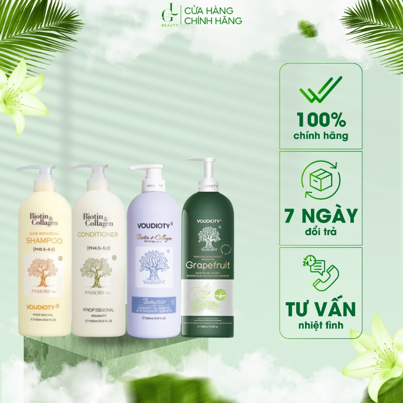Dầu gội xả Biotin Collagen Voudioty 500 - 1000ml giảm rụng tóc, phục hồi, giảm gàu