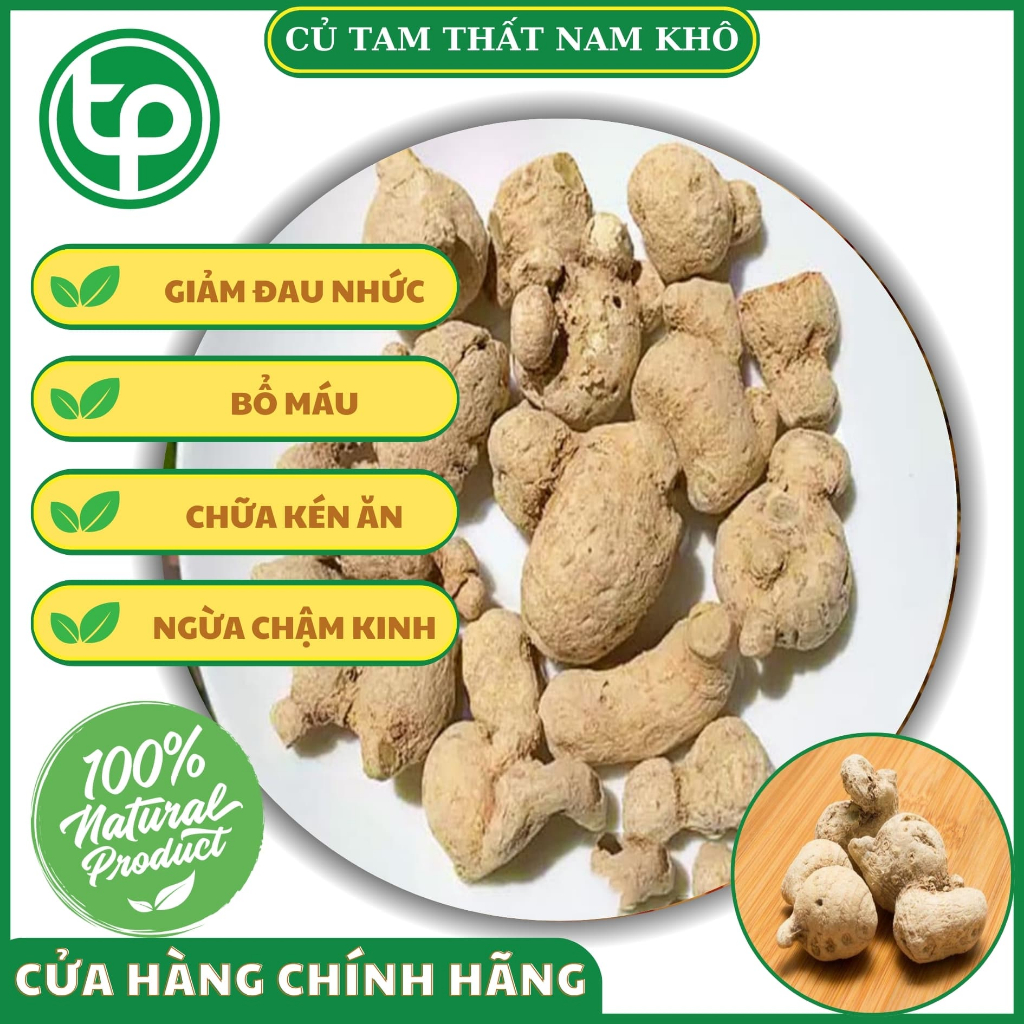 Củ tam thất nam khô túi lớn loại 1kg - Tấn Phát