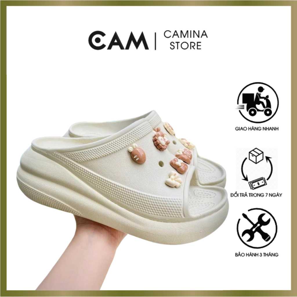 Dép crocs sandal Crush Classic hở mũi độn đế tăng chiều cao form Hàn cực đẹp tặng stick ngẫu nhiên-caminastore