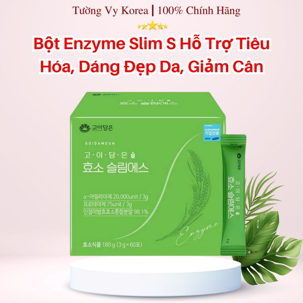 (CHÍNH HÃNG) Bột Enzyme Slim S Hàn Quốc Hỗ Trợ Tiêu Hóa, Dáng Đẹp Da, Giảm Cân