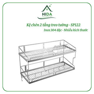 Kệ chén 2 tầng treo tường Inox 304 PHÁT ĐẠT (nhiều size) không rỉ sét, úp chén dĩa, úp bát (SP122)
