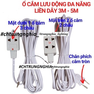  Ổ Cắm Đa Năng Liền Dây - Ổ cắm nối lưu động 3m - 5m CÓ ĐÈN BÁO NGUỒN 