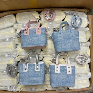 Túi xách nữ mini denim TẶNG KÈM MÓC đeo vai, đeo chéo Chất phối da phong cách thời trang Hàn Quốc (MIỄN SHIP)