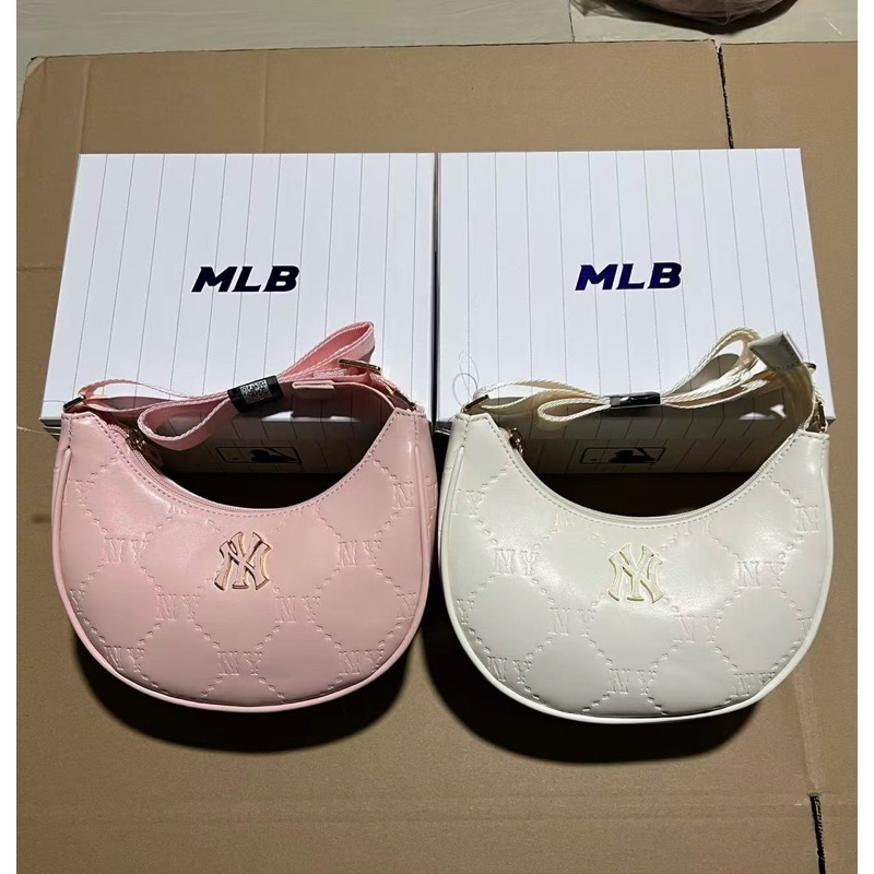 [Tặng Túi Giấy] Túi Đeo Chéo MLB, Túi Xách Nữ Diamond Trắng Hồng HALLO MLB HANOI