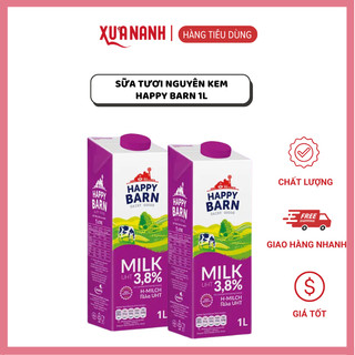 Sữa tươi nguyên kem Happy Barn - Sữa tươi không đường - Sữa tươi tiệt trùng - Hộp sữa 1L