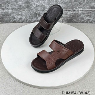 Dép lê da nam BITAS size 38-43 - Dép trung niên hai quai da mờ cao cấp đế cao su chống trượt DUM154