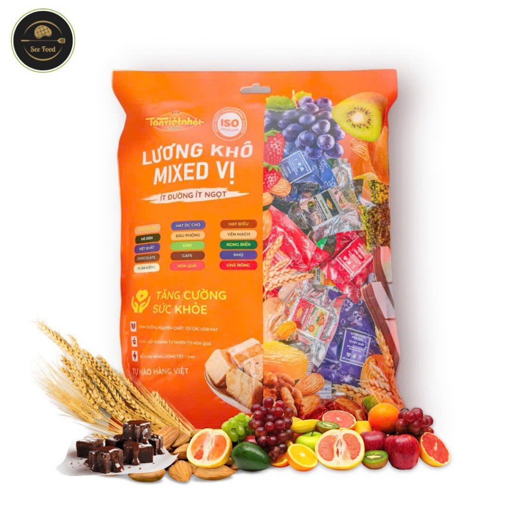 1kg 15 vị Lương khô mini dinh dưỡng TÂN VIỆT NHẬT gồm các vị hạt và trái cây (CÓ BÁN 200Gr DÙNG THỬ) NPP SEE FOOD TVN1KG