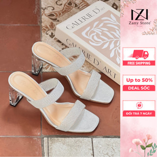 Giày Cao Gót Nữ ZANY STORE 7P Đế Trong Suốt Quai Lấp Lánh Thời Trang Dự Tiệc - G087