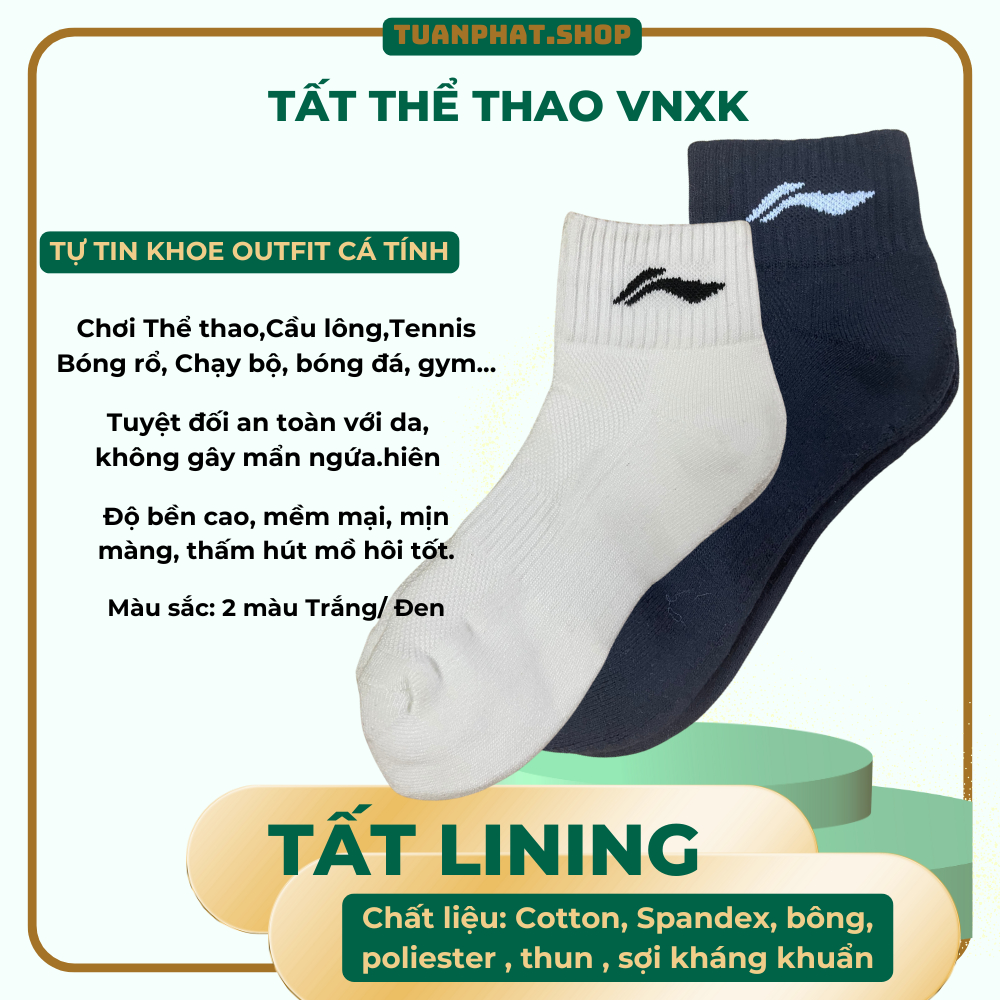 Tất vớ Yonex - Champion -lining ,Tất Nam nữ, Tất vớ thể thao chạy bộ cổ trung có đệm bàn xù mềm mịn 