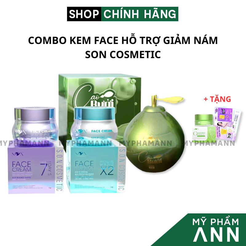 Combo Face Giảm Nám Trắng Tím SON Cosmetic + Cao Bưởi Lớn 20g SON Cosmetic Chính Hãng Tặng Cao Bưởi