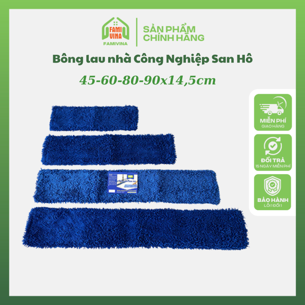 Bông lau nhà san hô thay thế cây lau nhà công nghiệp 45-60-80-90cm - Miếng lau sàn nhà Microfiber thấm hút sạch bụi bẩn