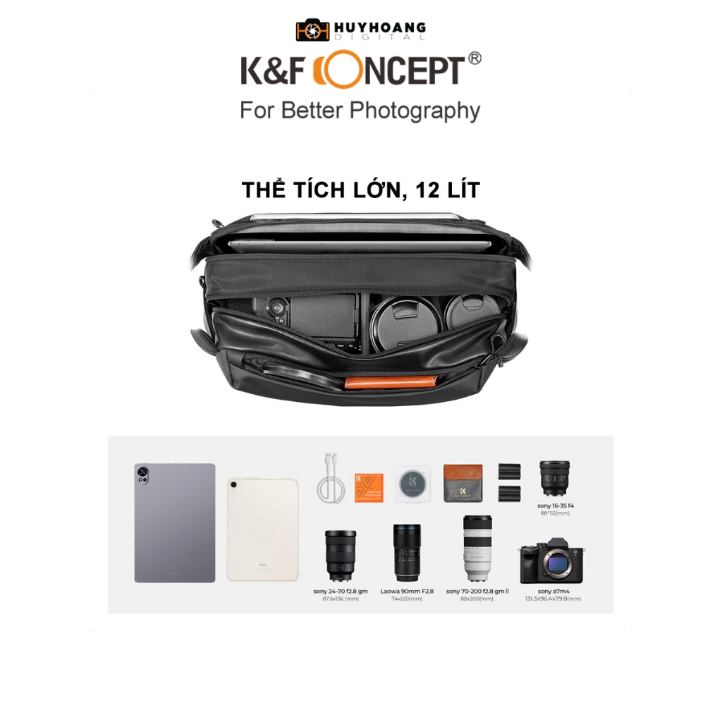 Túi đựng máy ảnh Mirroless K&F CONCEPT Sling Urban - chĩnh hãng | Phù hợp di chuyển trong thành phố - Túi K&F 13.177