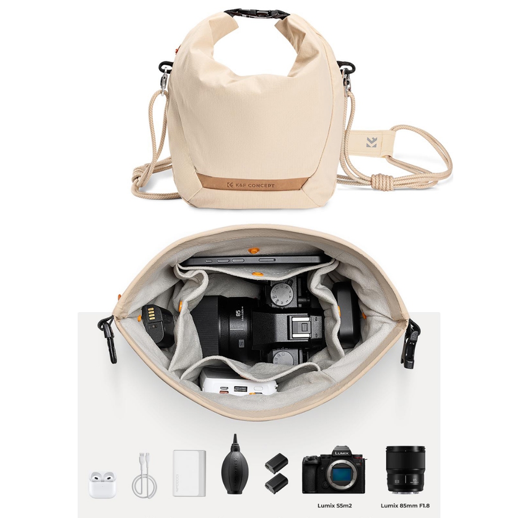 Túi đựng máy ảnh Mirroless K&F CONCEPT Sling Urban - chĩnh hãng | Phù hợp di chuyển trong thành phố - Túi K&F 13.168V1- Be