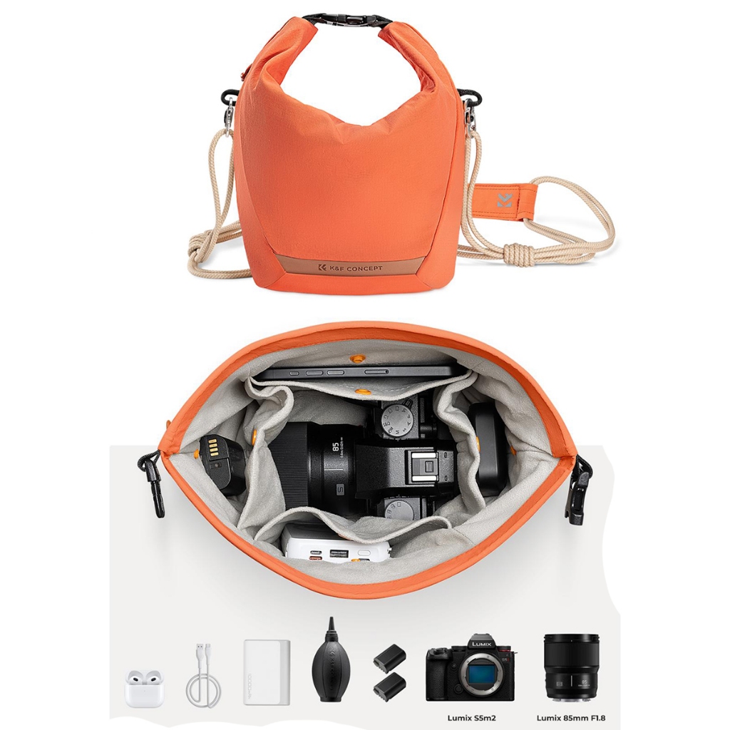 Túi đựng máy ảnh Mirroless K&F CONCEPT Sling Urban - chĩnh hãng | Phù hợp di chuyển trong thành phố - Túi K&F 13.168 - Cam
