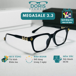 Gọng Kính Cận Vuông CH 2273 DORIS Mắt Kính Thời Trang Họa Tiết Kim Loại Dành Cho Nam Nữ
