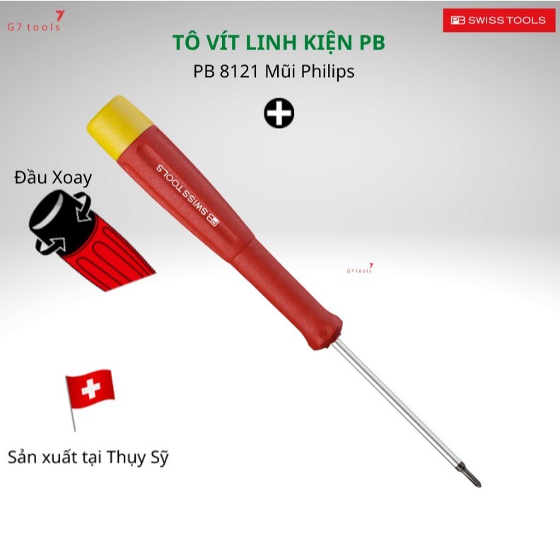 Tua Vít PB Swiss Tools Mở Linh Kiện Điện Tử 8121 Mũi Cộng PH000 / PH00 / PH0 / PH1_G7tools Hà Nội_