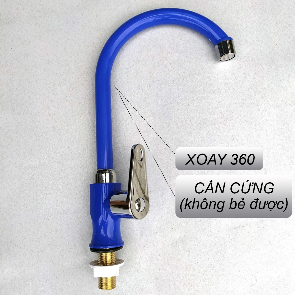 Vòi Rửa Chén Bát Nước Lạnh Xoay 360 - Vòi nhựa ABS kiểu cổ tròn thông dụng, giá sỉ nhiều màu