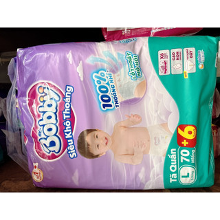 (Tặng 6 miếng)  Tã quần BOBBY Size L70 Miếng (9-13kg)