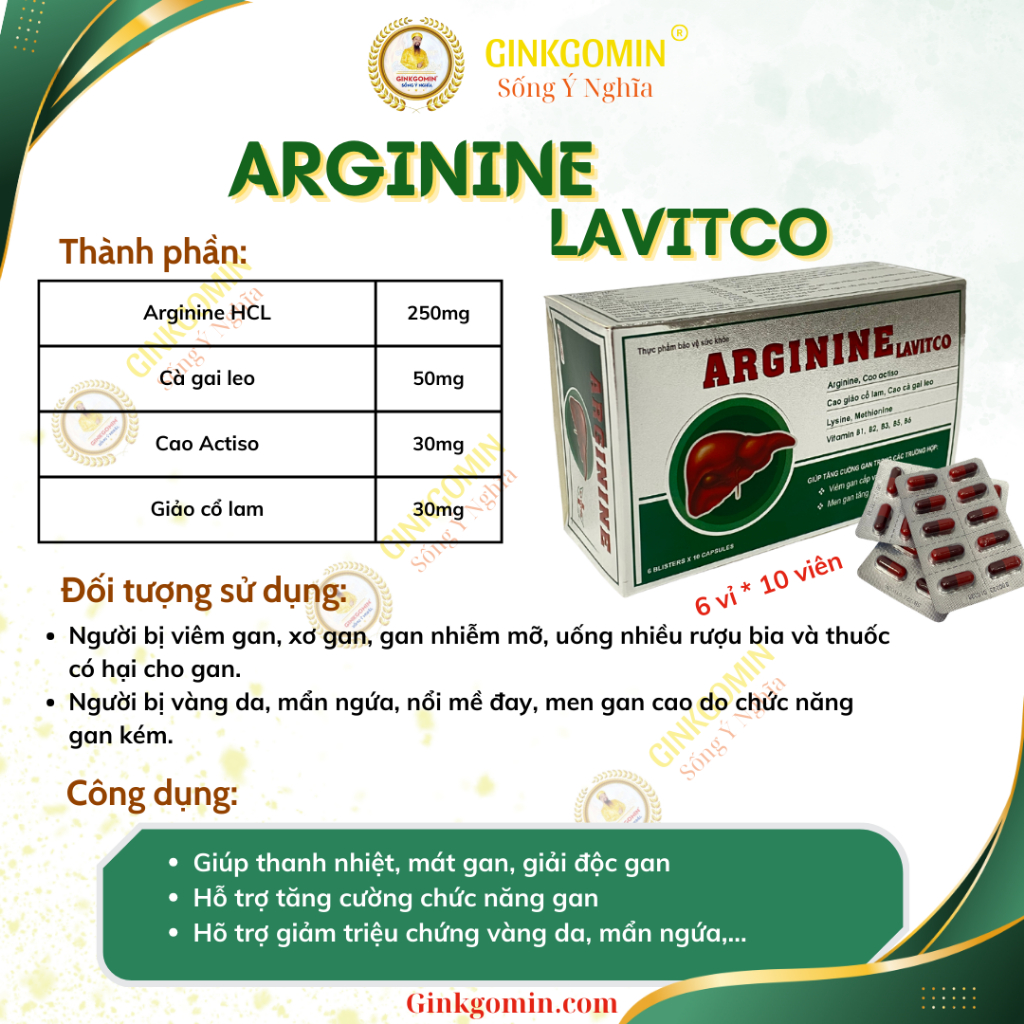 G19 - Bổ gan Arginin (TPBVSK) - hỗ trợ chức năng gan