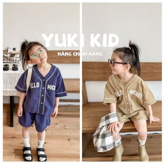 YUKI.KID Bộ Quần Áo Mùa Hè, Áo Cộc Tay Chất Cotton Thoáng Mát Thấm Hút Mồ Hôi Cho Bé Trai, Bé Gái