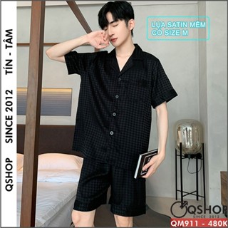 Bộ đồ pijama nam quần ngắn tay ngắn lụa satin mềm QSHOP QM911