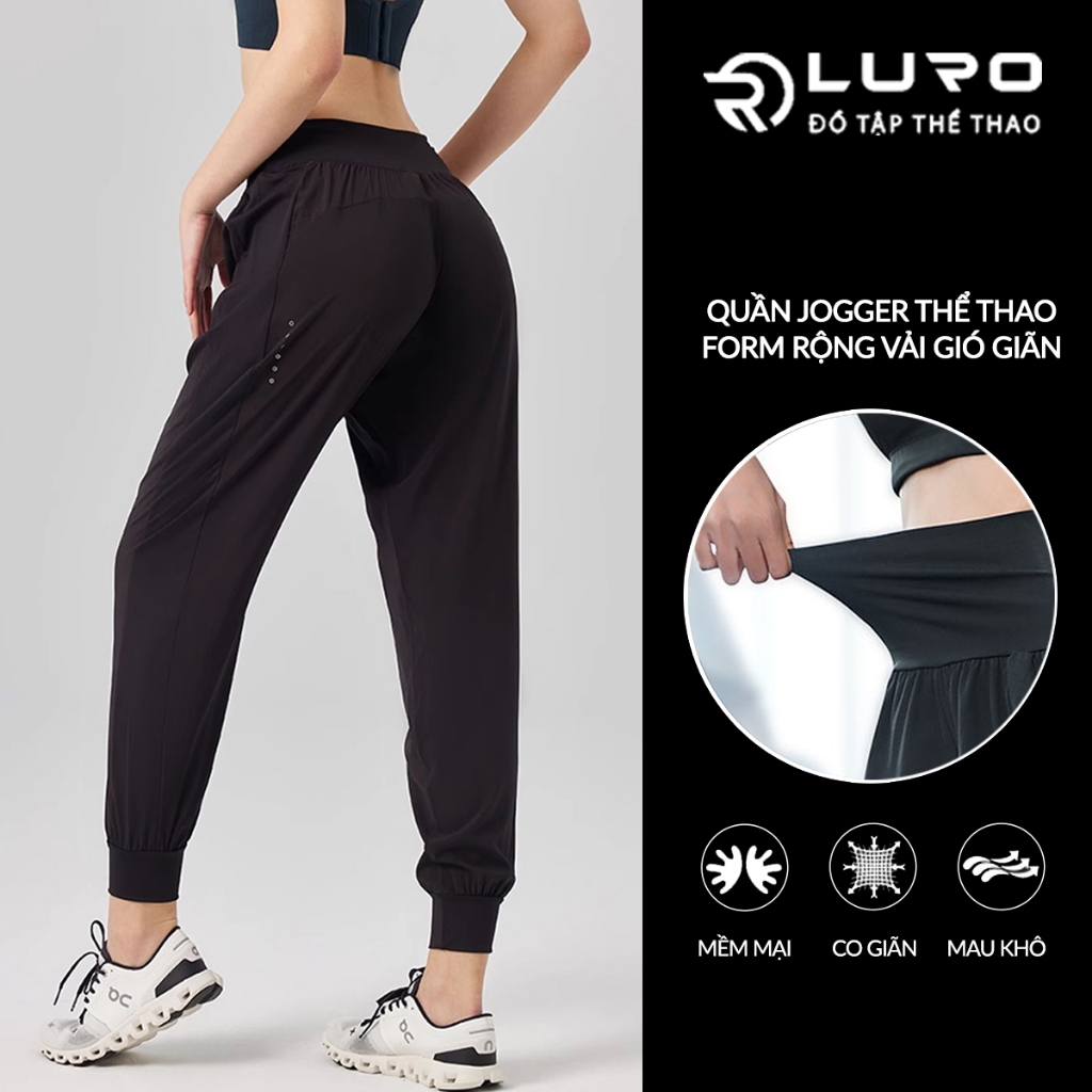 Quần dài tập gym nữ có túi [Louro Q106], kiểu quần jogger thể thao nữ tập yoga, zumba, leo núi