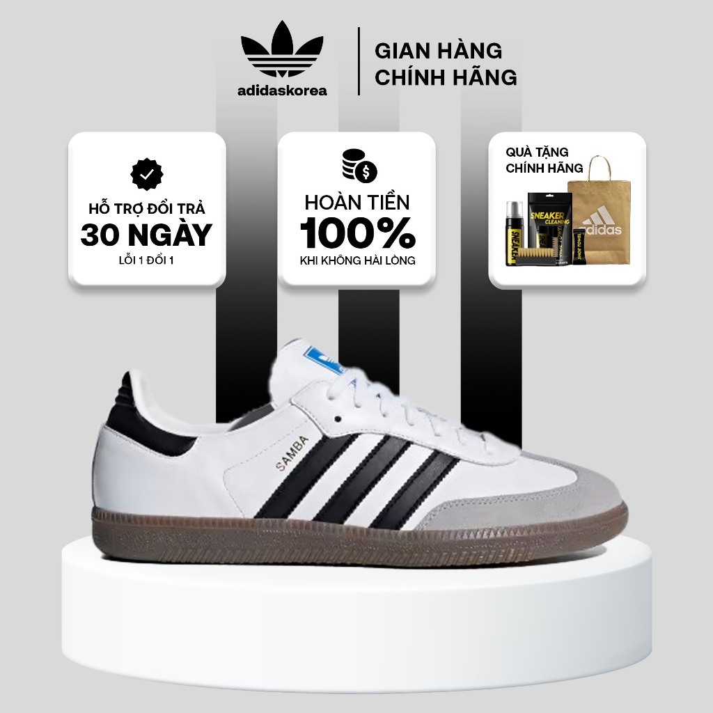 Giày Adidas Samba OG White Black Gum Chính Hãng, Giày Thể Thao Nam Nữ Đi Hàng Ngày