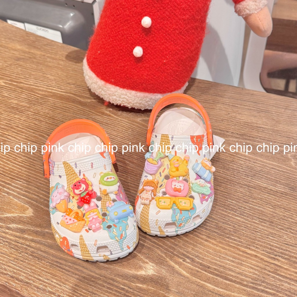 Dép Crocs classic Ice-Cream clog kid - dép sục in hình Ốc quế-  tặng 14 jibbitz ngẫu nhiên