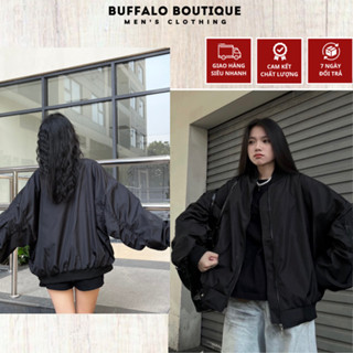 Áo Bomber Jacket Tay Nhún Nam nữ - dù 2 lớp dày dặn form rộng cho boy phố