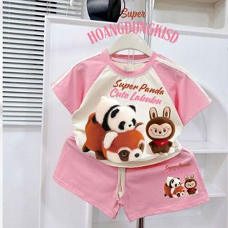 Đồ Bộ Bé Gái Pan-da,Baby three,Labubu,Capybara, Kuromi Viền Tay, Chất Coton Su Size 10-55kg in 5D
